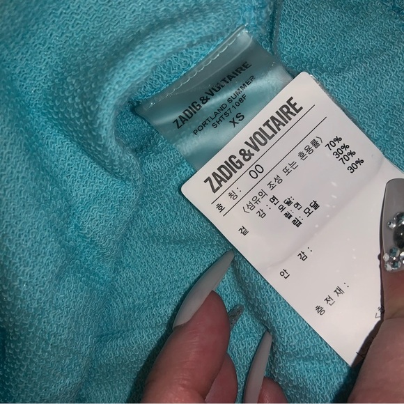 Zadig & Voltaire  spring happy glitter graphic crew top blue designer fall - Picture 5 of 6